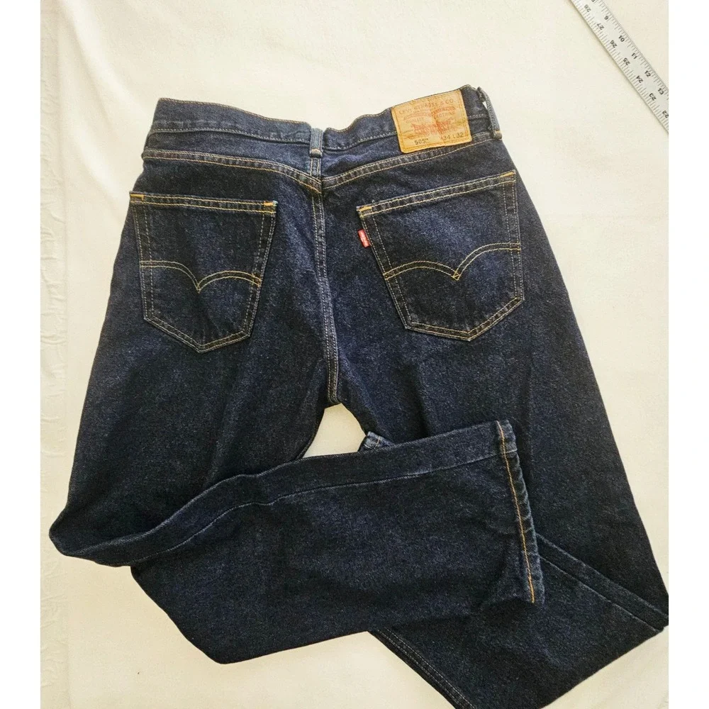 Levis‎ 505 Regular Fit Straight Leg Dark Wash Denim Blue Jeans Mens 34x32 nwot